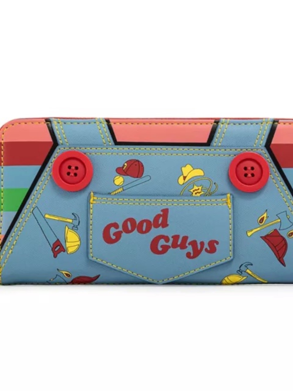 Loungefly Blue Chucky "Wanna Play" Zip Wallet with Red Badge